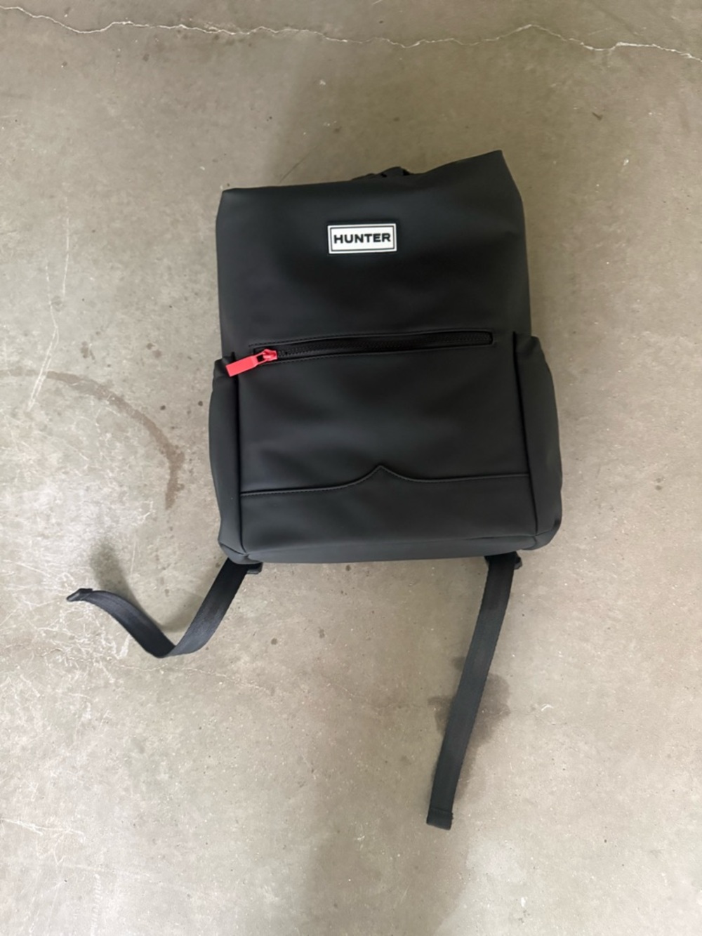 Hunter Black Backpack with Red Zipper Pull